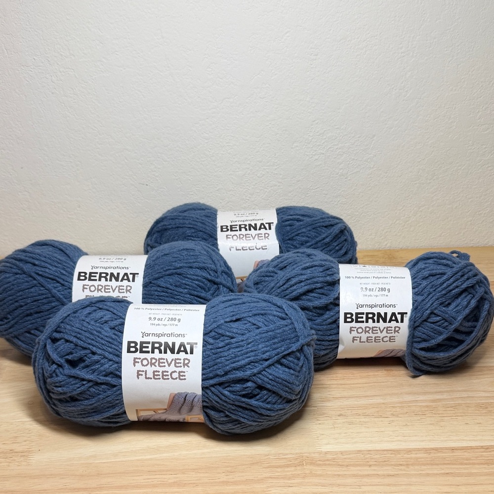 Bernat Forever Fleece Chunky Yarn - Denim Blue 4 pc.